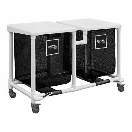 ROYAL BASKET TRUCKS 24 Gallon Black Double Compartment PVC Hamper with Foot Pedal R24-KKX-H2F-3ULN 50AR24KKXH2F3ULN